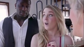 Blonde gf Kate Kennedy met her black bf Rob Piper with her massive tits MILF step-mom Dee Williams and he banged them with big black fuckpole domination & submission