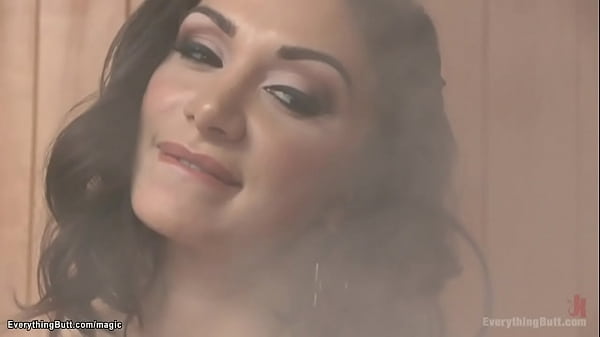 Buxomy lezzies rectal plaything in sauna